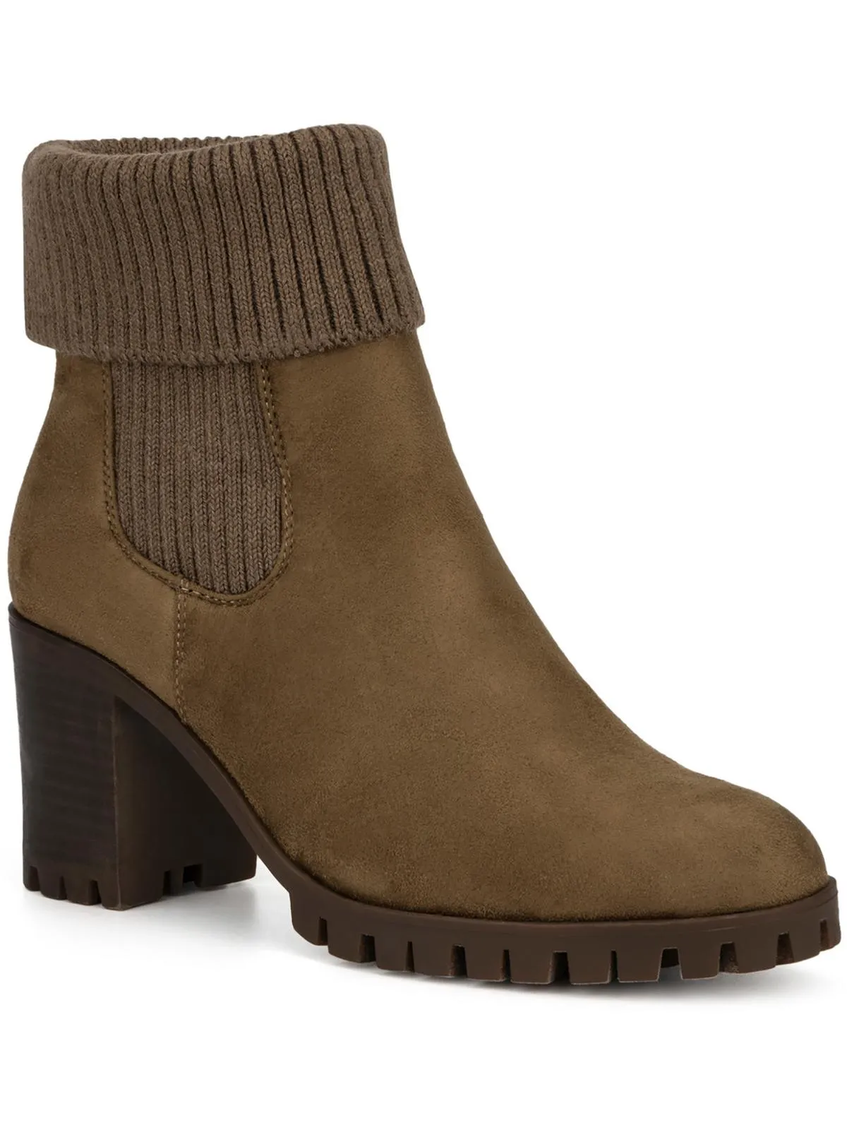 PRESLEY BOOTIE Womens Faux Leather Lugged Sole Booties