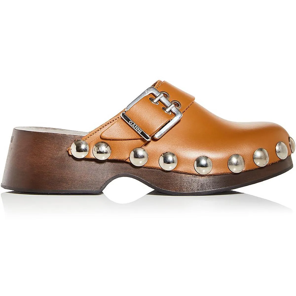 Retro Womens Leather Studded Mules