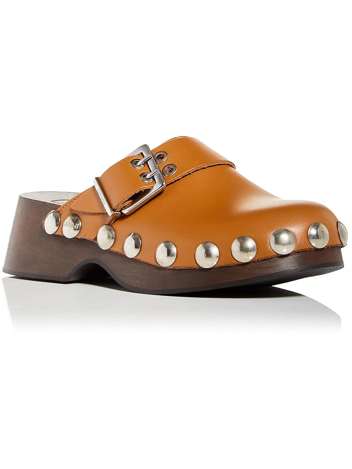 Retro Womens Leather Studded Mules