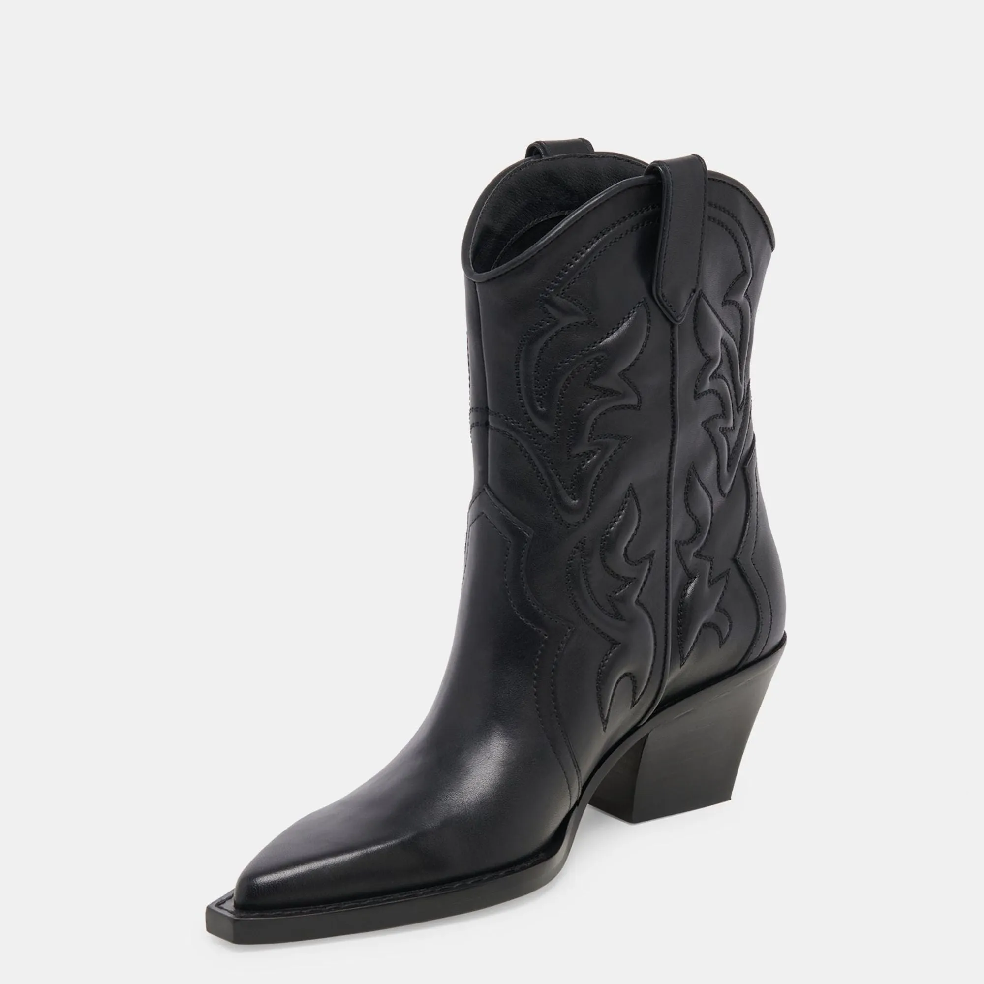 Rimona Wide Calf Booties Black Leather