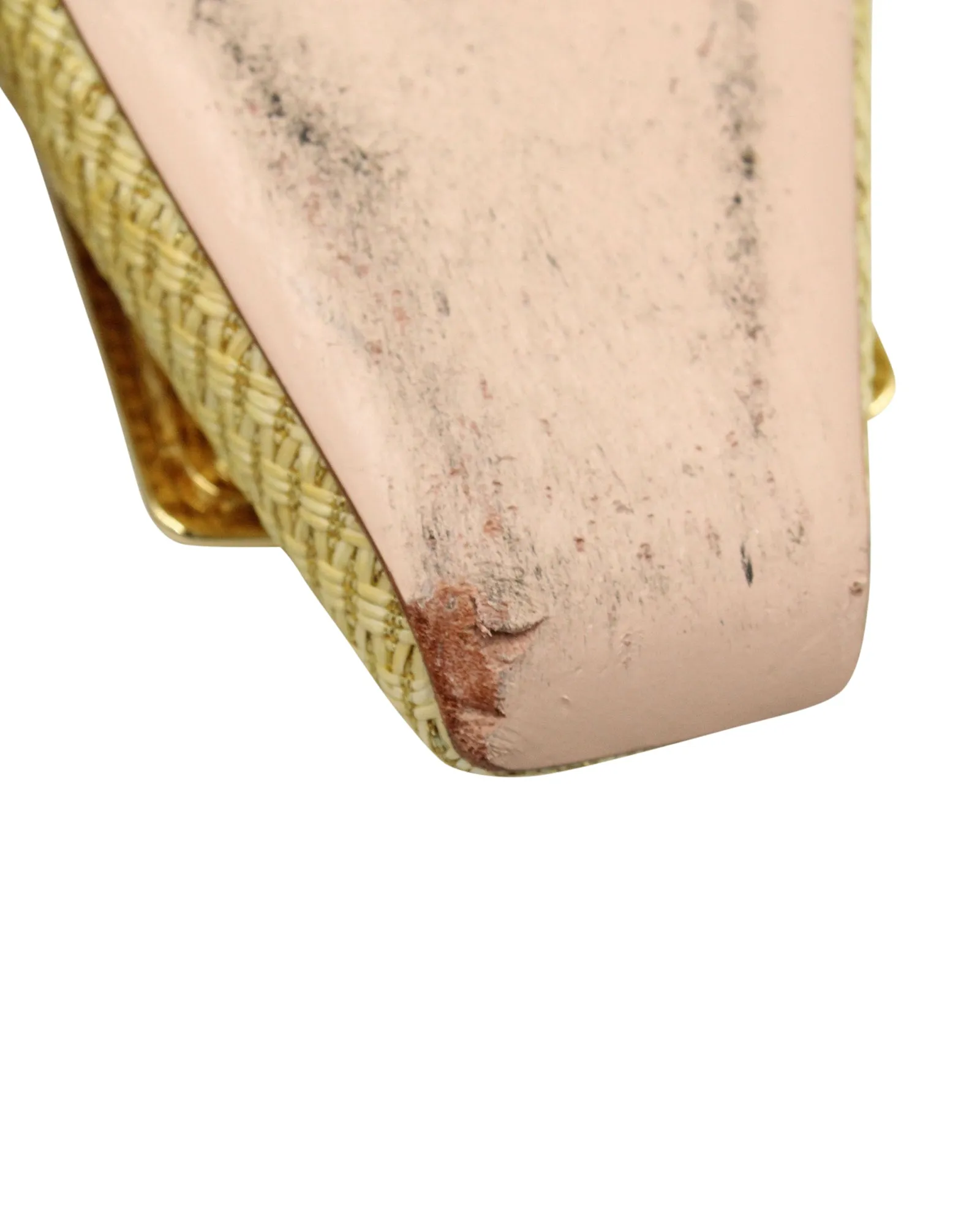Roger Vivier Belle Vivier Gold Buckle Mules in Yellow Tweed