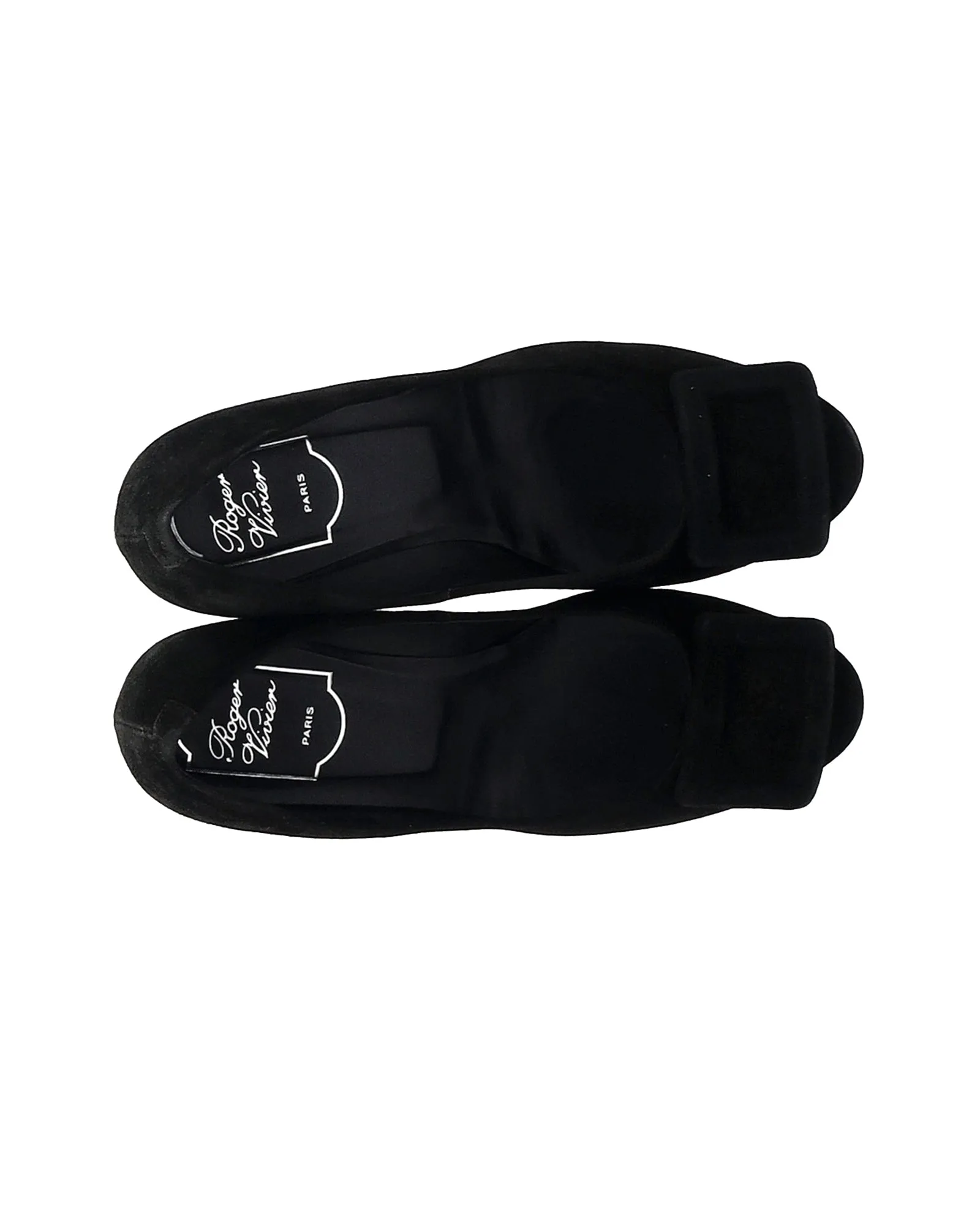 Roger Vivier Buckle Wede Pumps in Black Suede