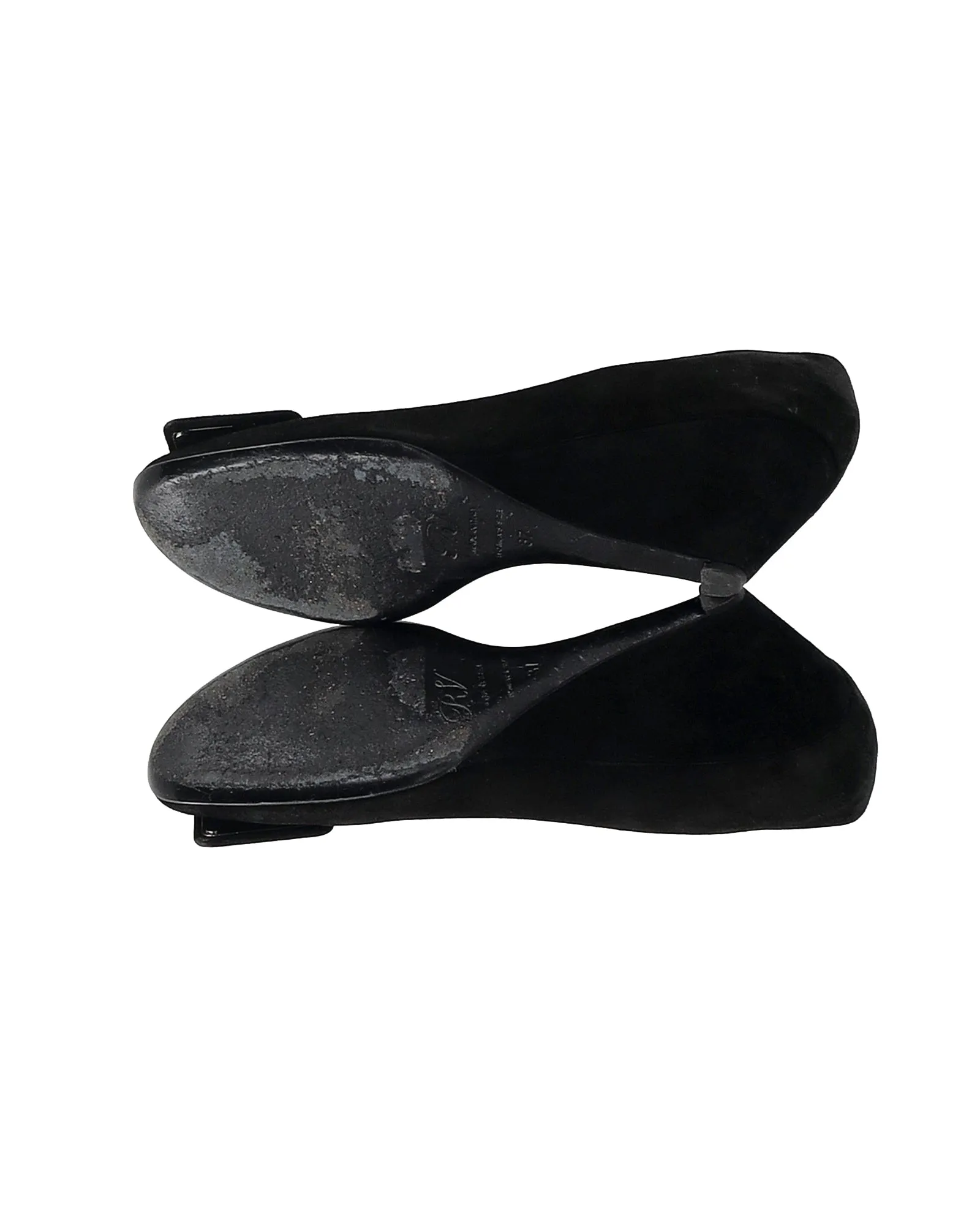 Roger Vivier Buckle Wede Pumps in Black Suede