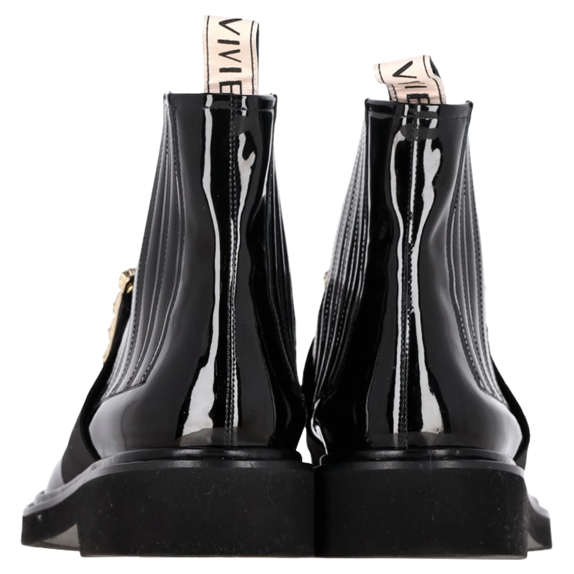 Roger Vivier Viv Rangers Chelsea Booties in Black Patent Leather