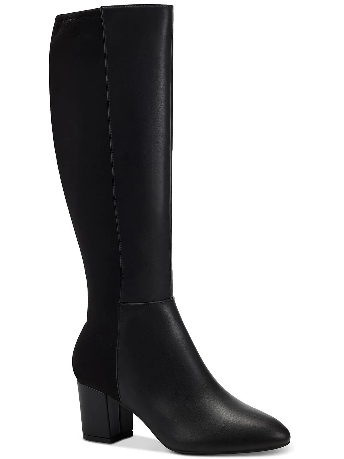 Sacaria Womens Faux Leather Block Heel Knee-High Boots