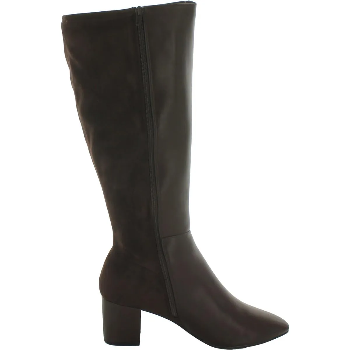 Sacaria Womens Faux Leather Block Heel Knee-High Boots