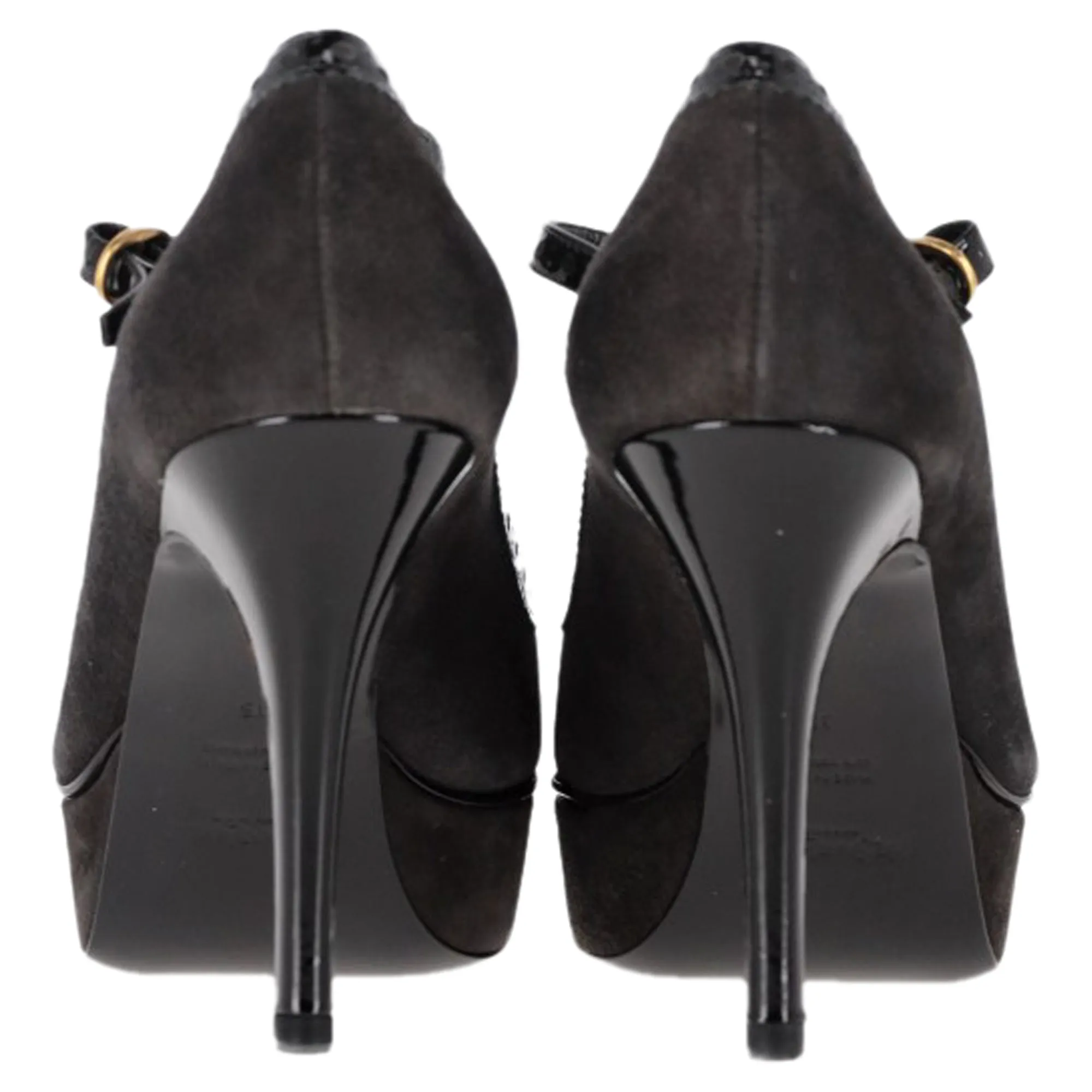 Saint Laurent Mary Jane Platform Pumps in Black Suede