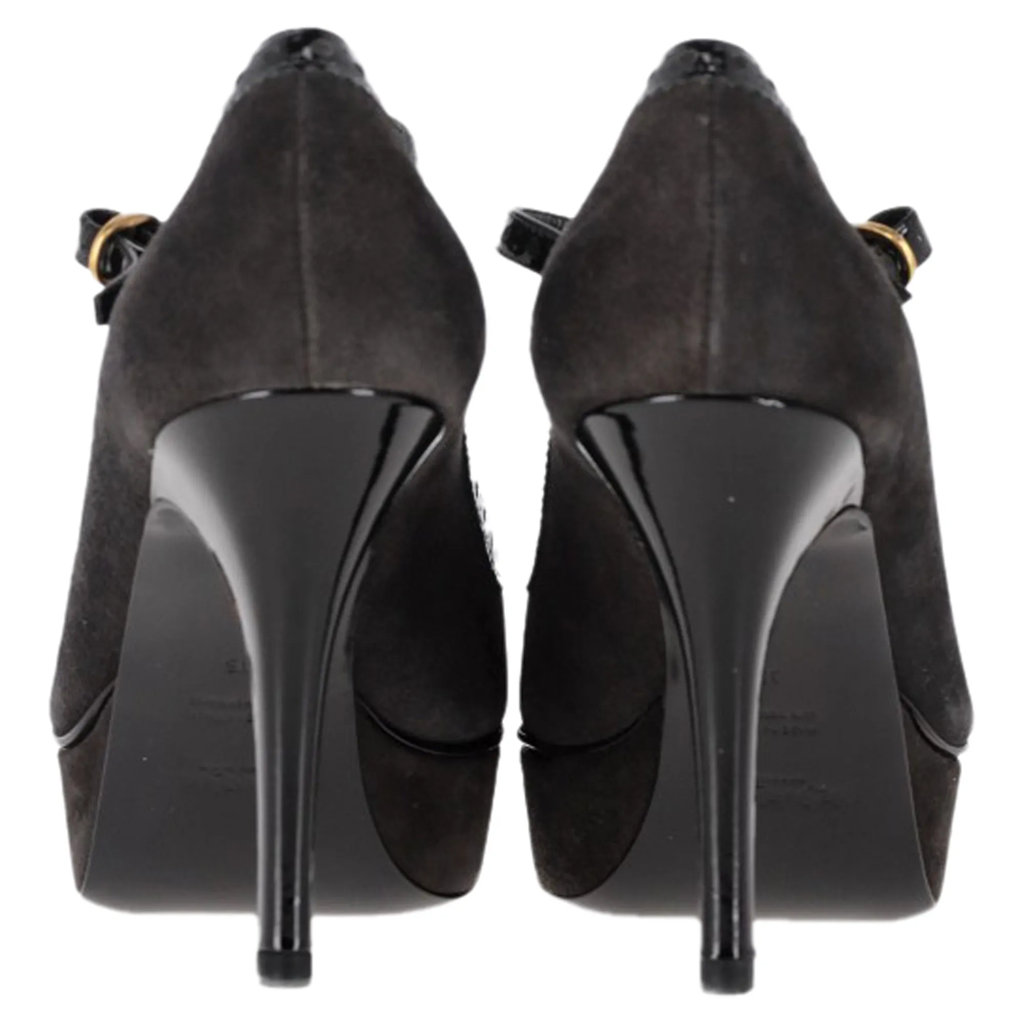 Saint Laurent Mary Jane Platform Pumps in Black Suede
