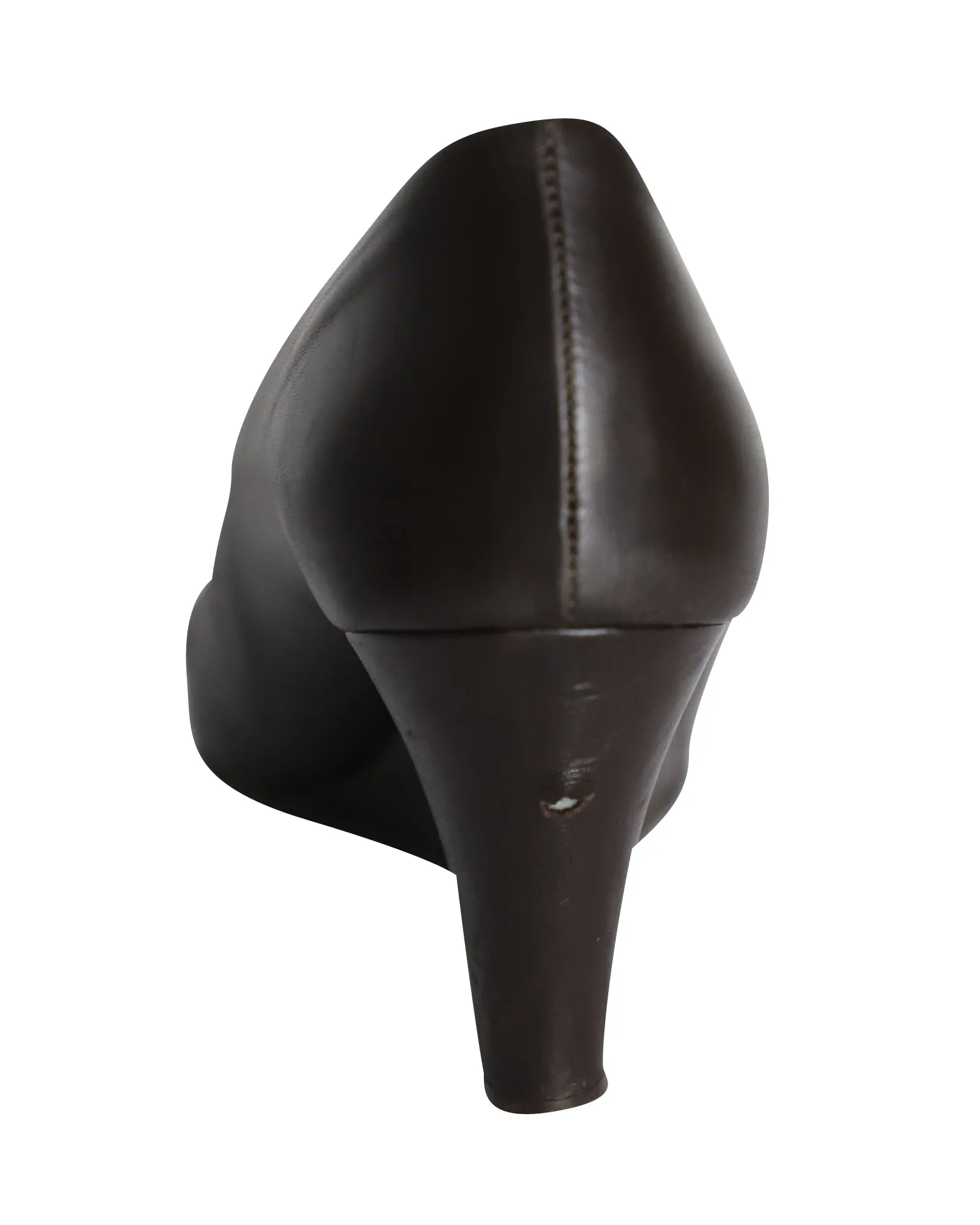 Salvatore Ferragamo Peep-toe Wedge Pumps in Brown Leather