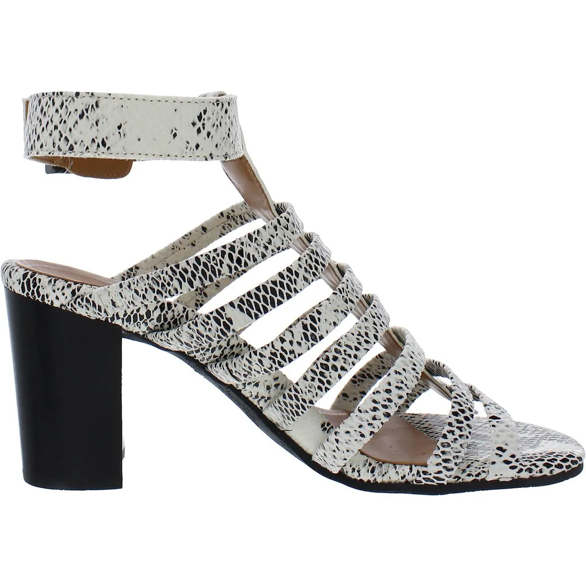 Sami Womens Leather Ankle Strap Block Heels
