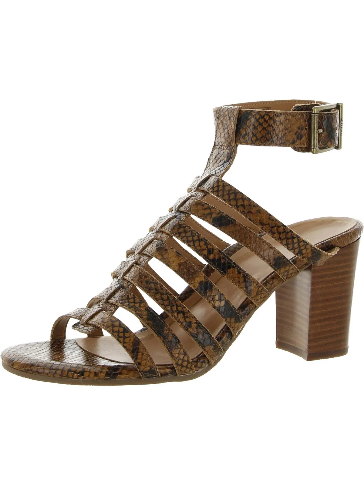 Sami Womens Leather Ankle Strap Block Heels