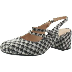 SGRGIANNI Womens Plaid Manmade Slingback Heels