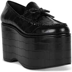 Soaring Womens Solid Faux Leather Platform Heels