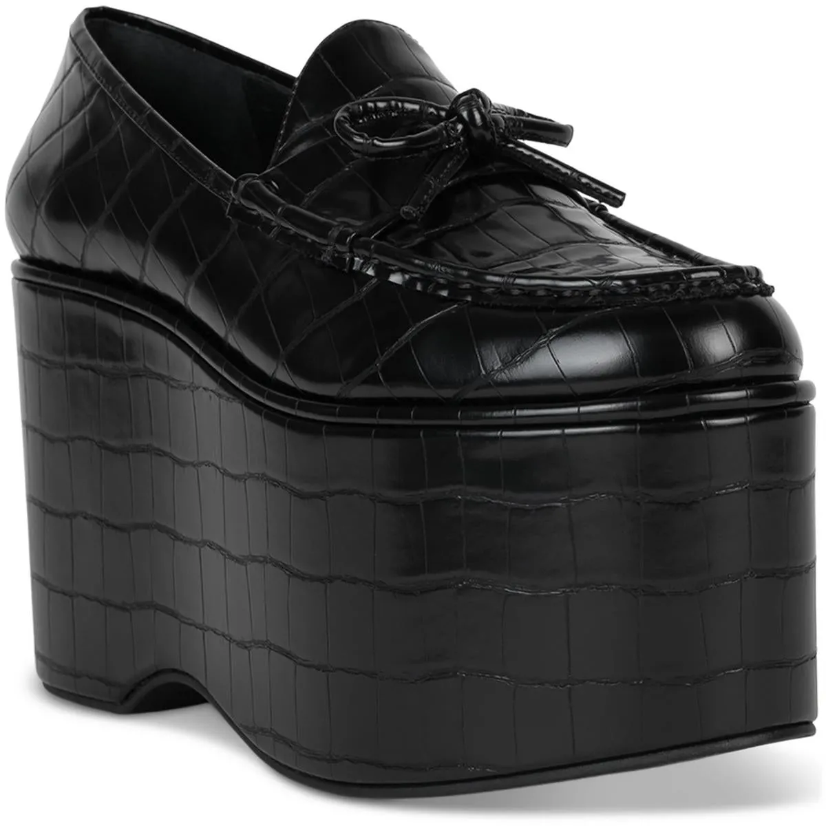 Soaring Womens Solid Faux Leather Platform Heels