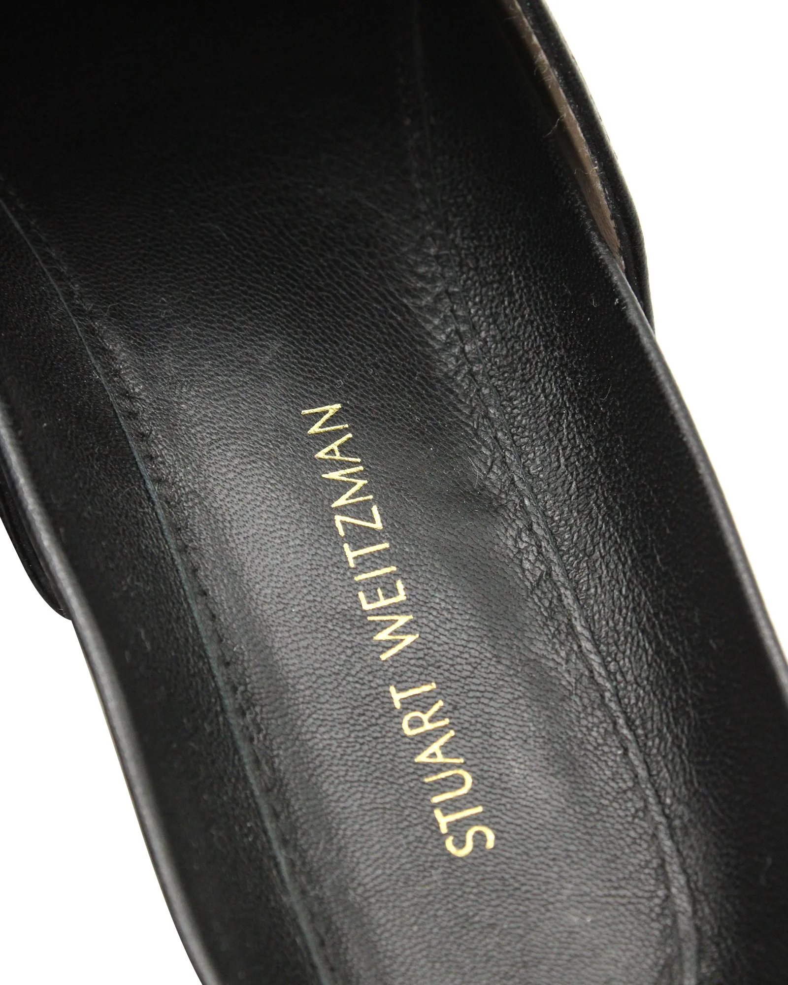 Stuart Weitzman Flat Mules in Black Leather