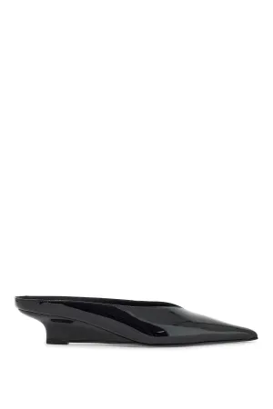 Toteme Women's  Patent Leather Wedge Mules With Pointed Toe