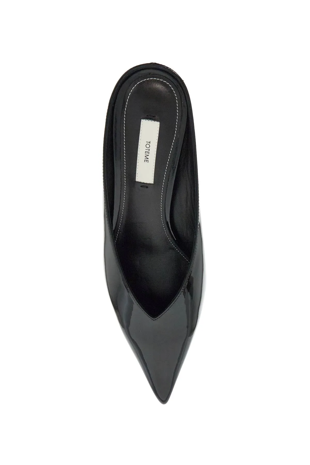 Toteme Women's  Patent Leather Wedge Mules With Pointed Toe