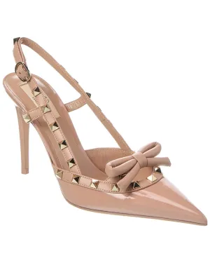 Valentino Rockstud Bow 100 Patent Slingback Pump