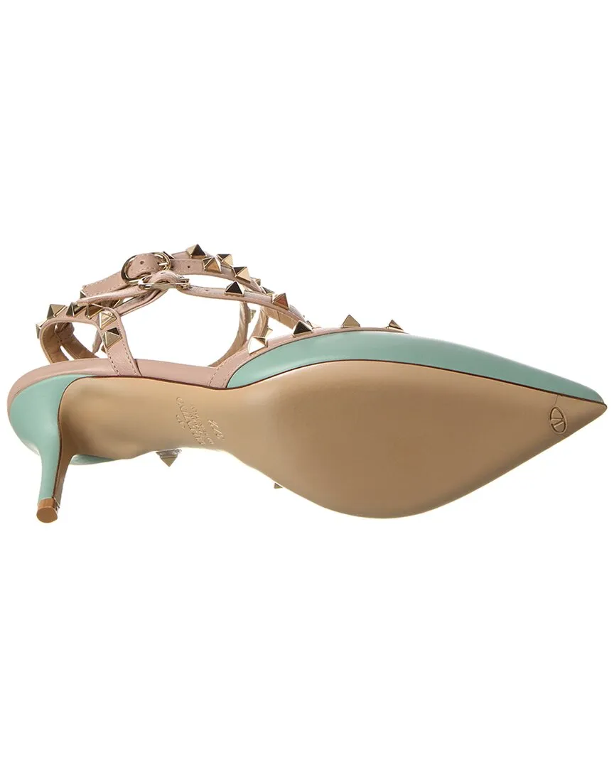 Valentino Rockstud Caged 65 Leather Ankle Strap Pump