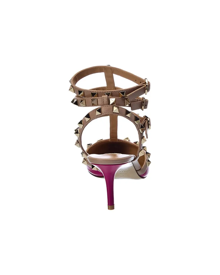 Valentino Rockstud Caged 65 Leather Ankle Strap Pump