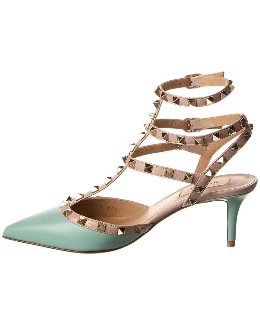 Valentino Rockstud Caged 65 Leather Ankle Strap Pump