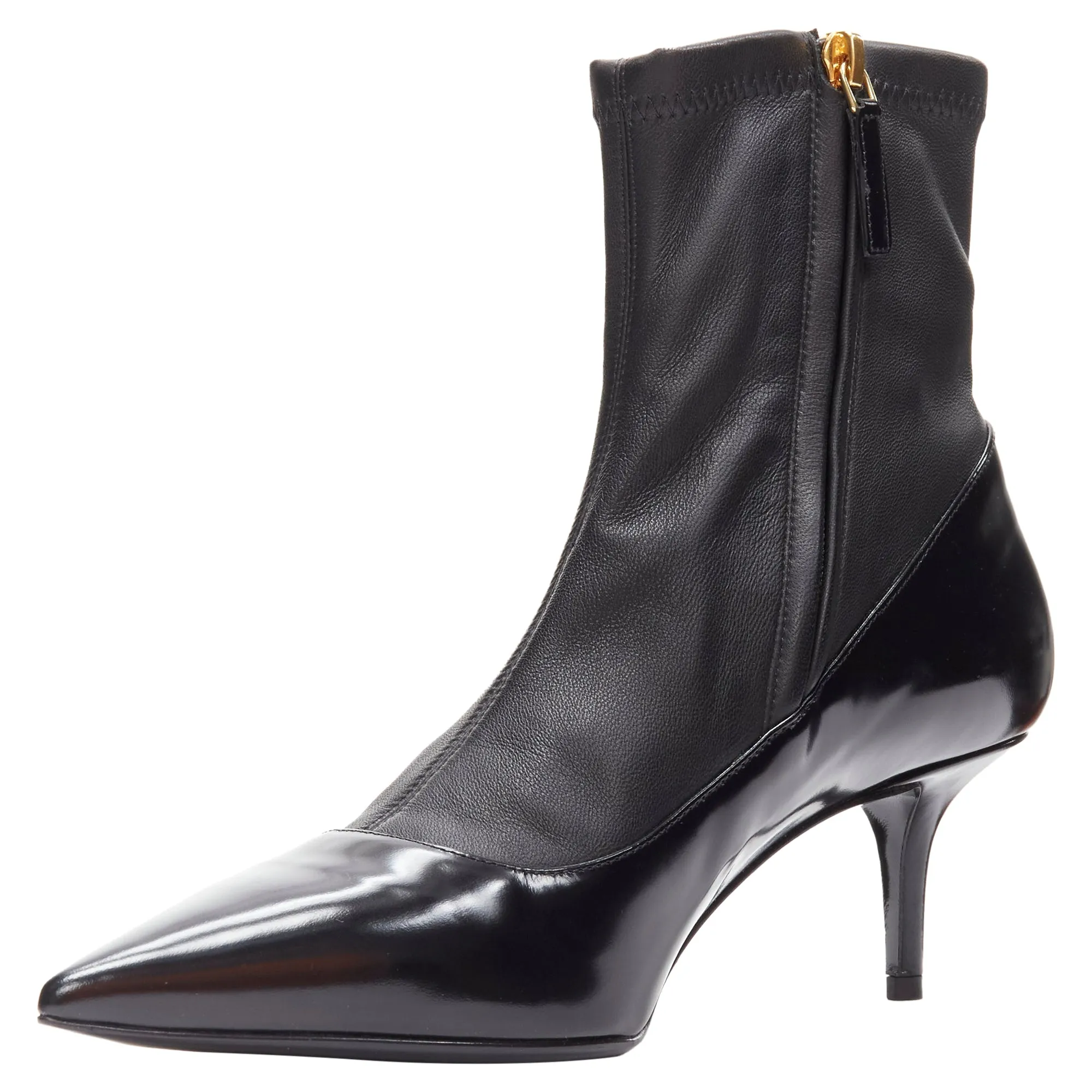 Versace Medusa Punk Safety Pin leather kitten heel bootie