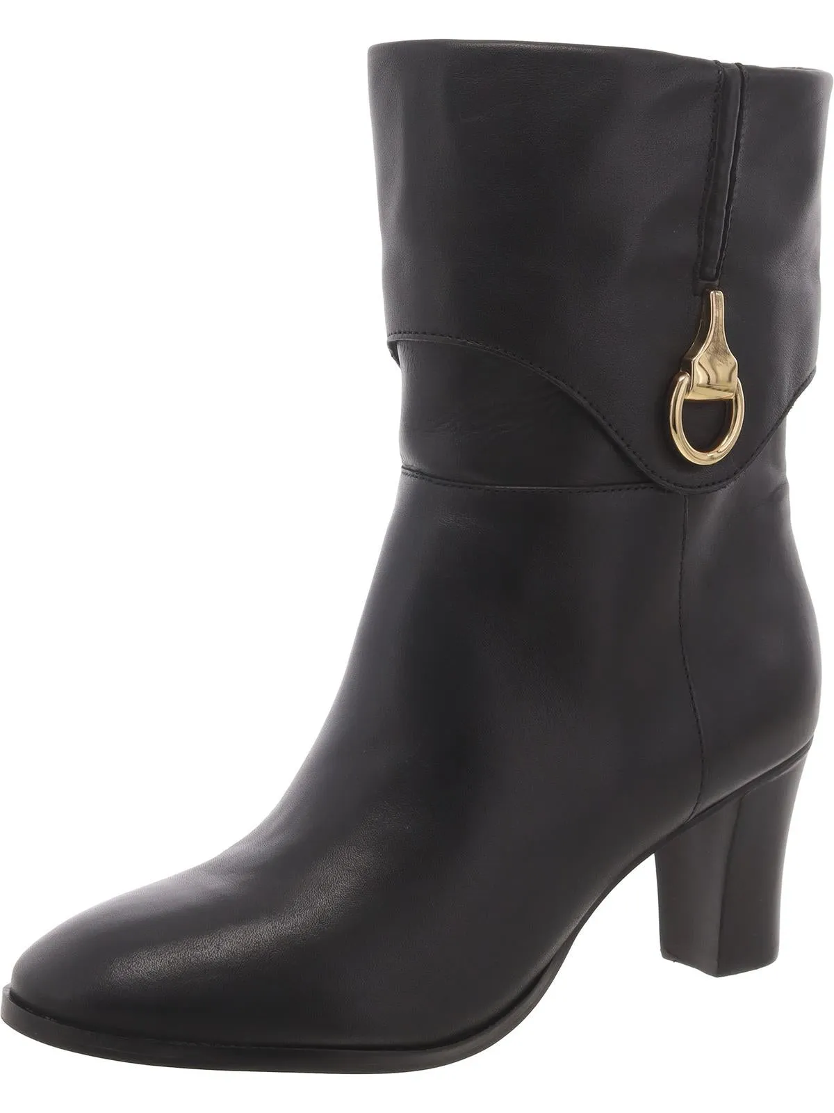 Vivian Womens Leather Pull On Mid-Calf Boots