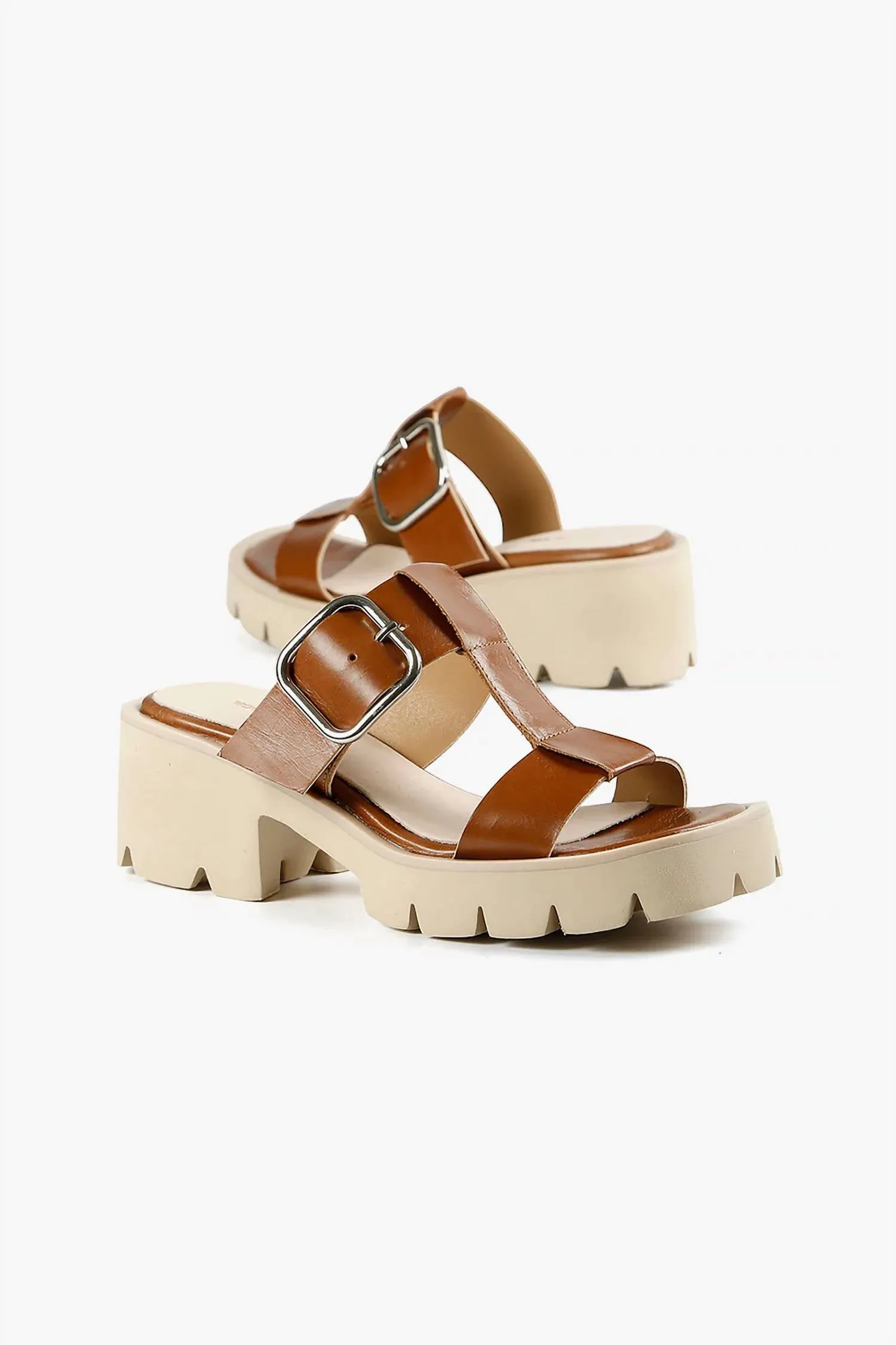Women's Buckle Lugg Mule In Brown