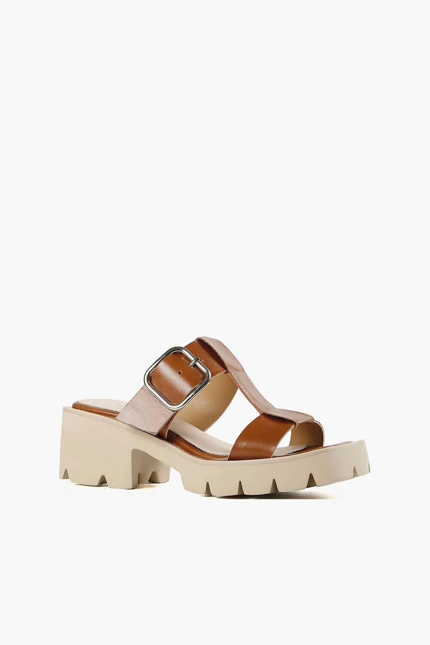 Women's Buckle Lugg Mule In Brown