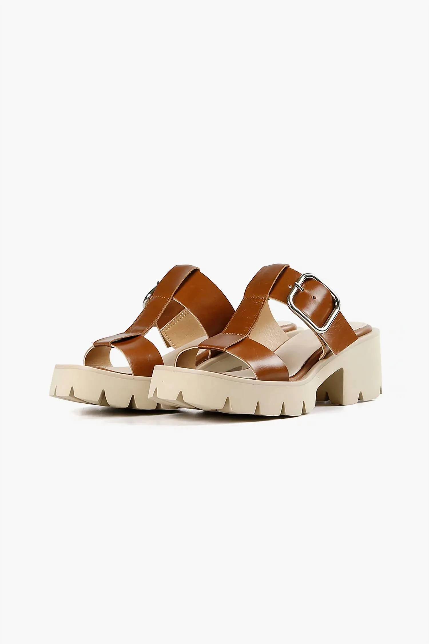 Women's Buckle Lugg Mule In Brown