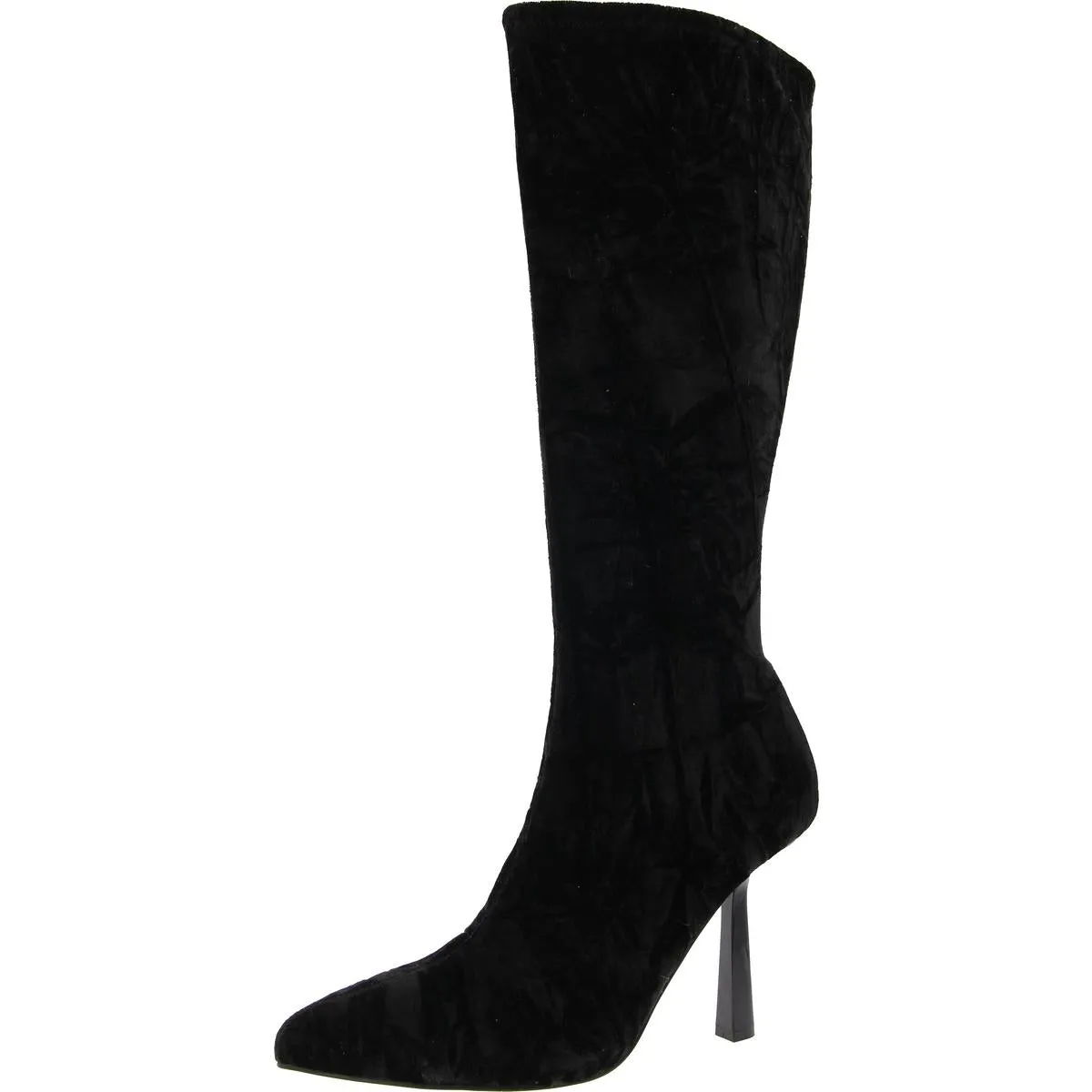Womens Faux Leather Pointed Toe Mid-Calf Boots