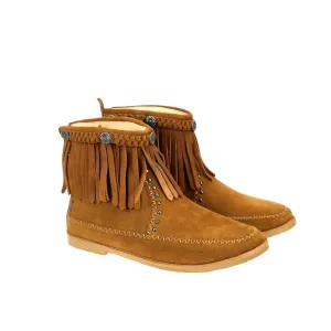 Women's Fringe Booties In Brown
