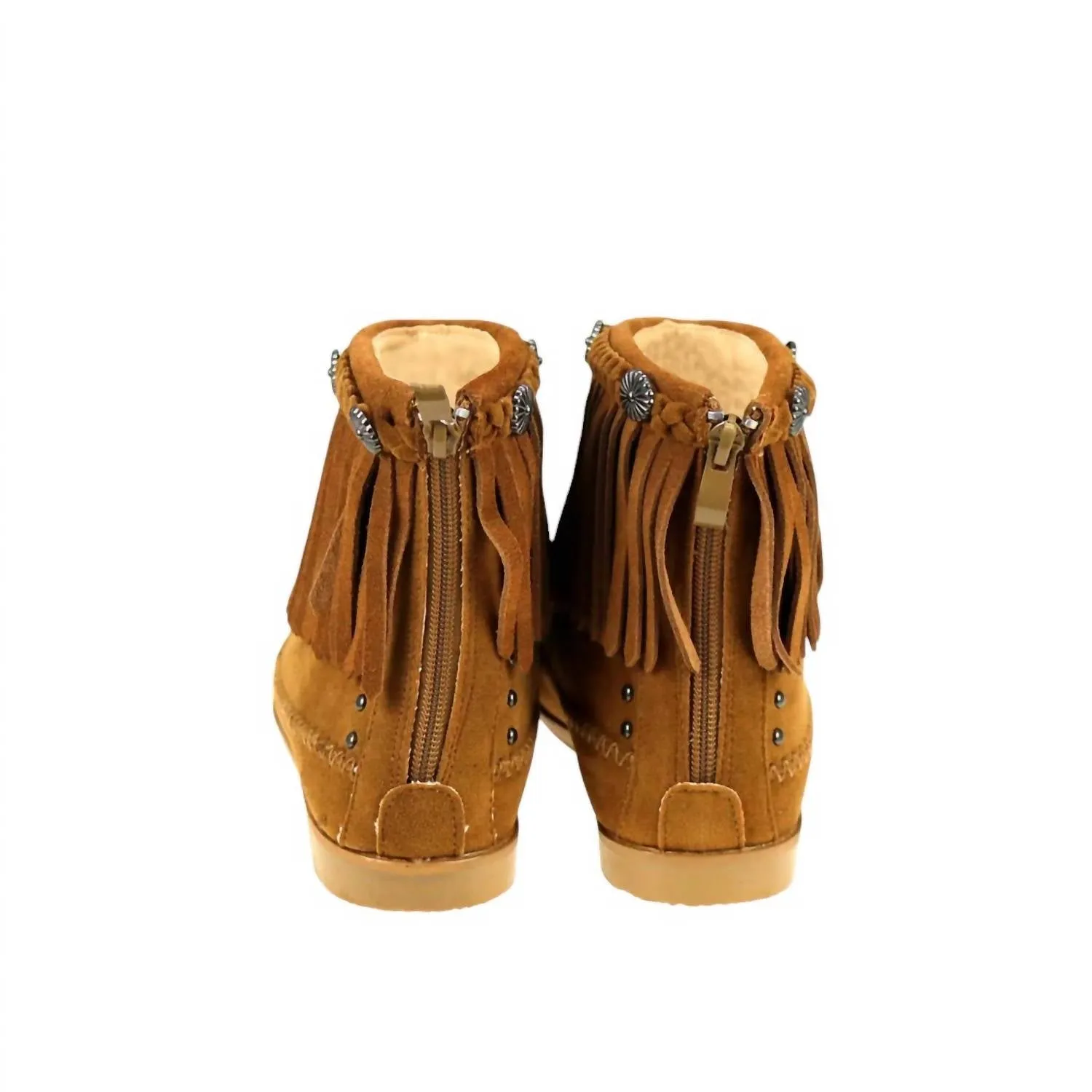 Women's Fringe Booties In Brown