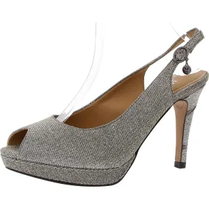 Womens Glitter Manmade Slingback Heels