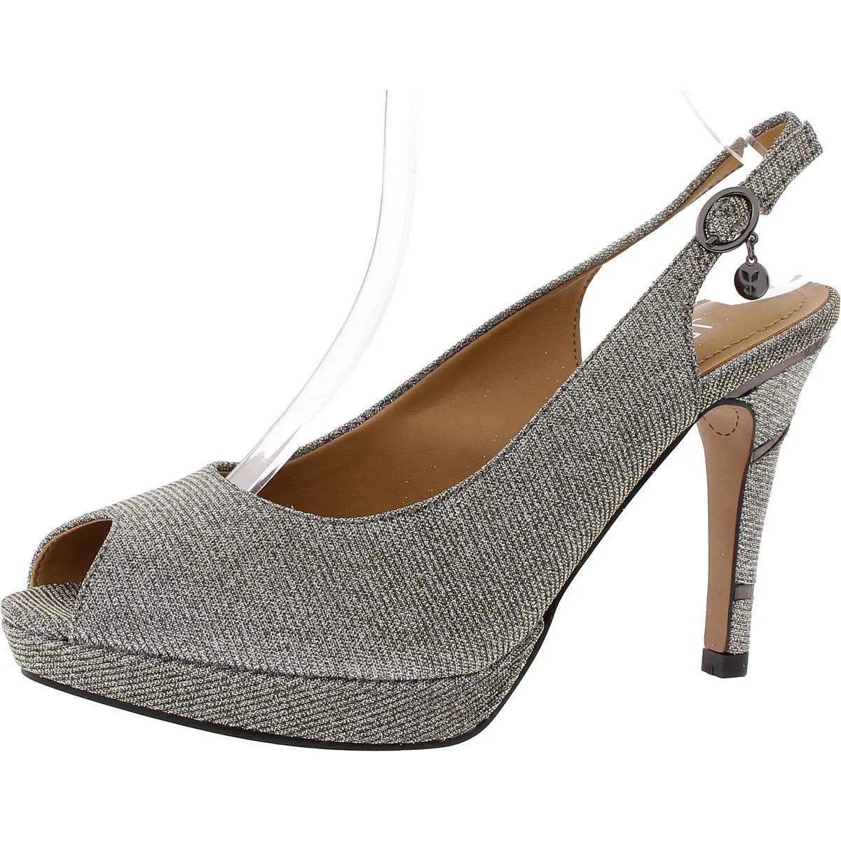 Womens Glitter Manmade Slingback Heels
