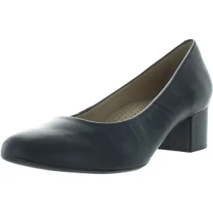 Womens Leather Pumps Block Heels