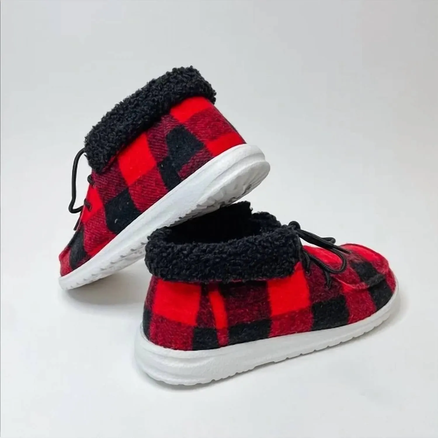Women's Mighty Sneaker Bootie In Red Buffalo Plaid