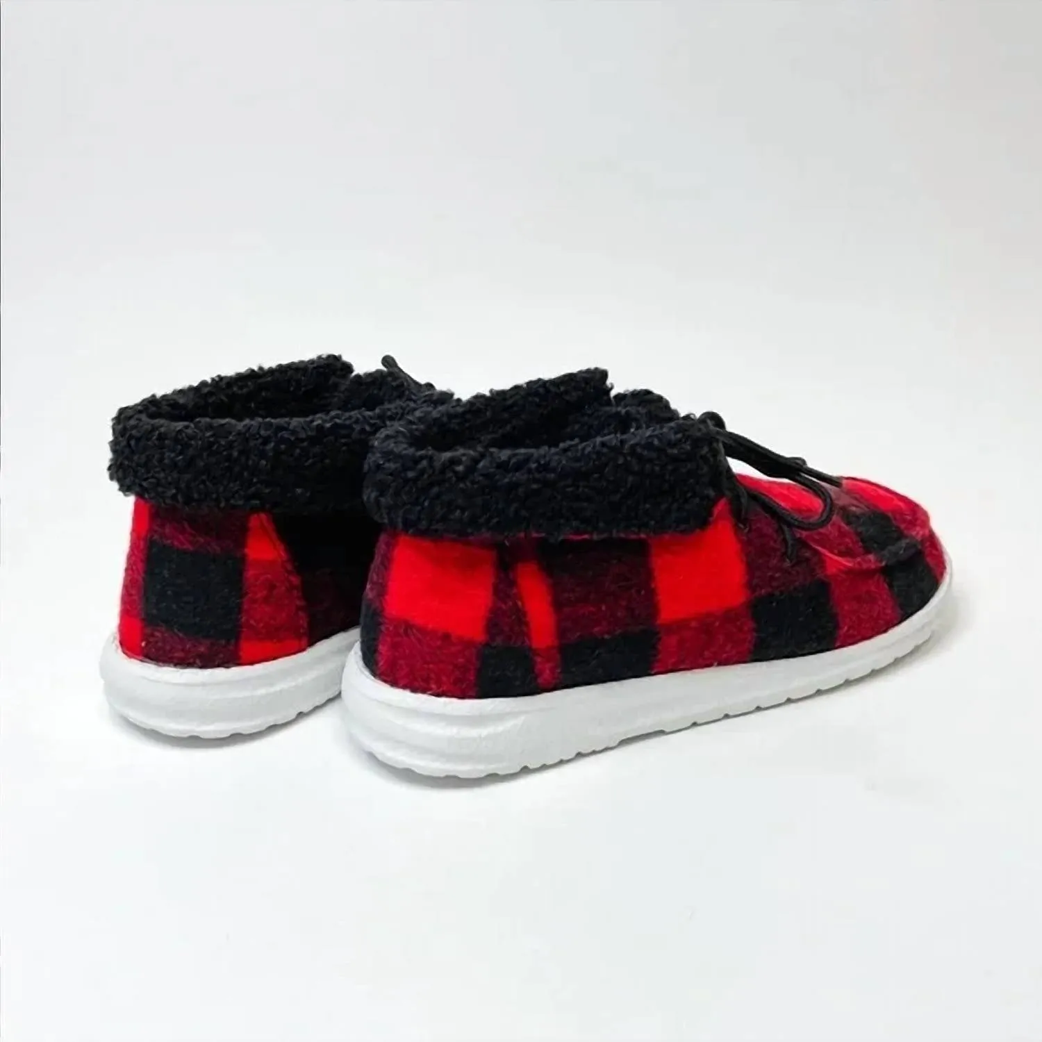 Women's Mighty Sneaker Bootie In Red Buffalo Plaid