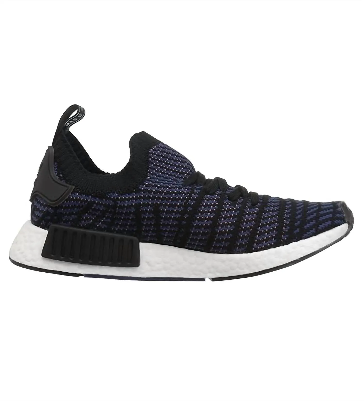 Women's Nmd R1 Stlt Primeknit Shoes In Core Black/ash Pink/noble Indigo