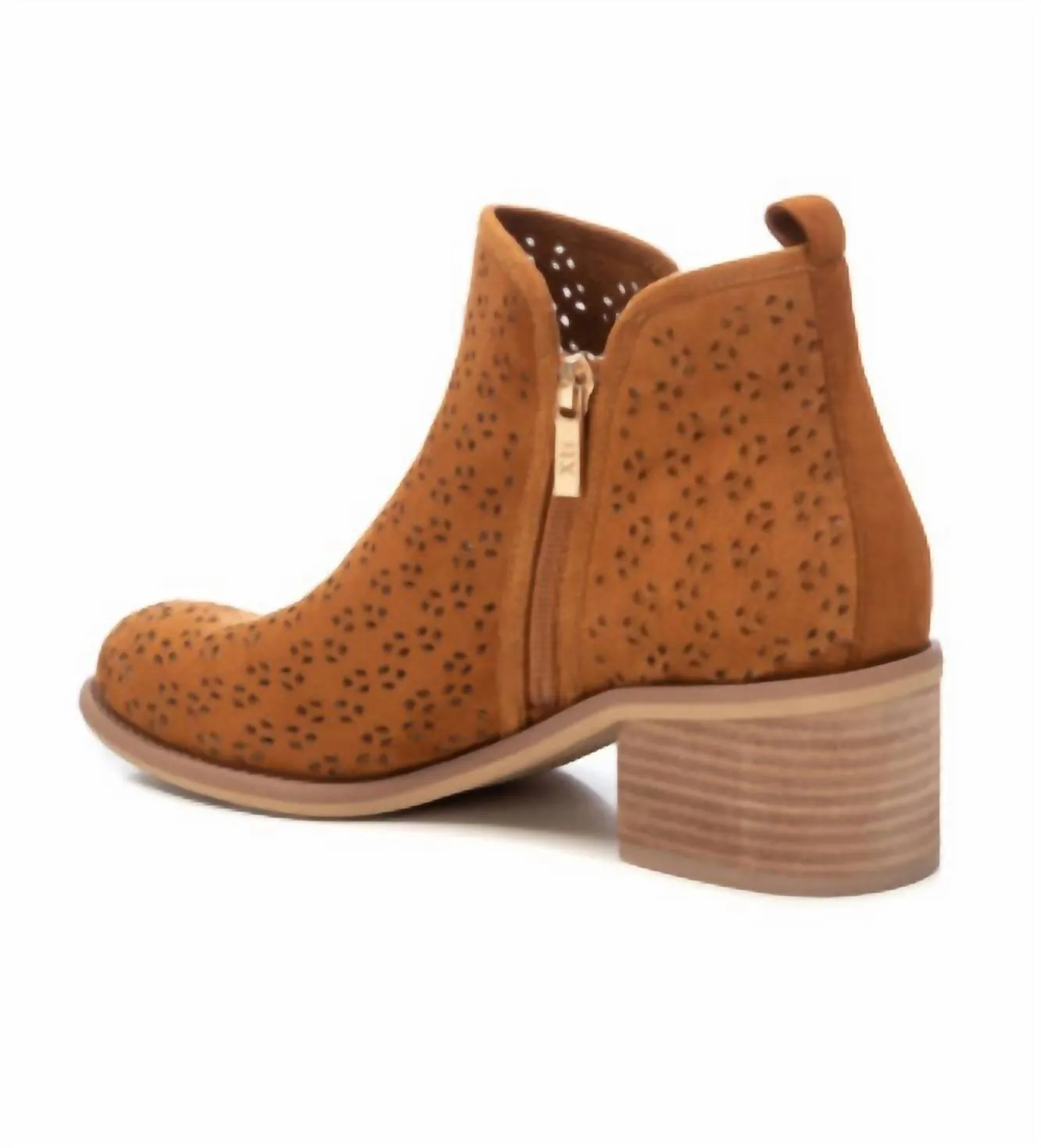 Women's Suede Ankle Booties In Camel