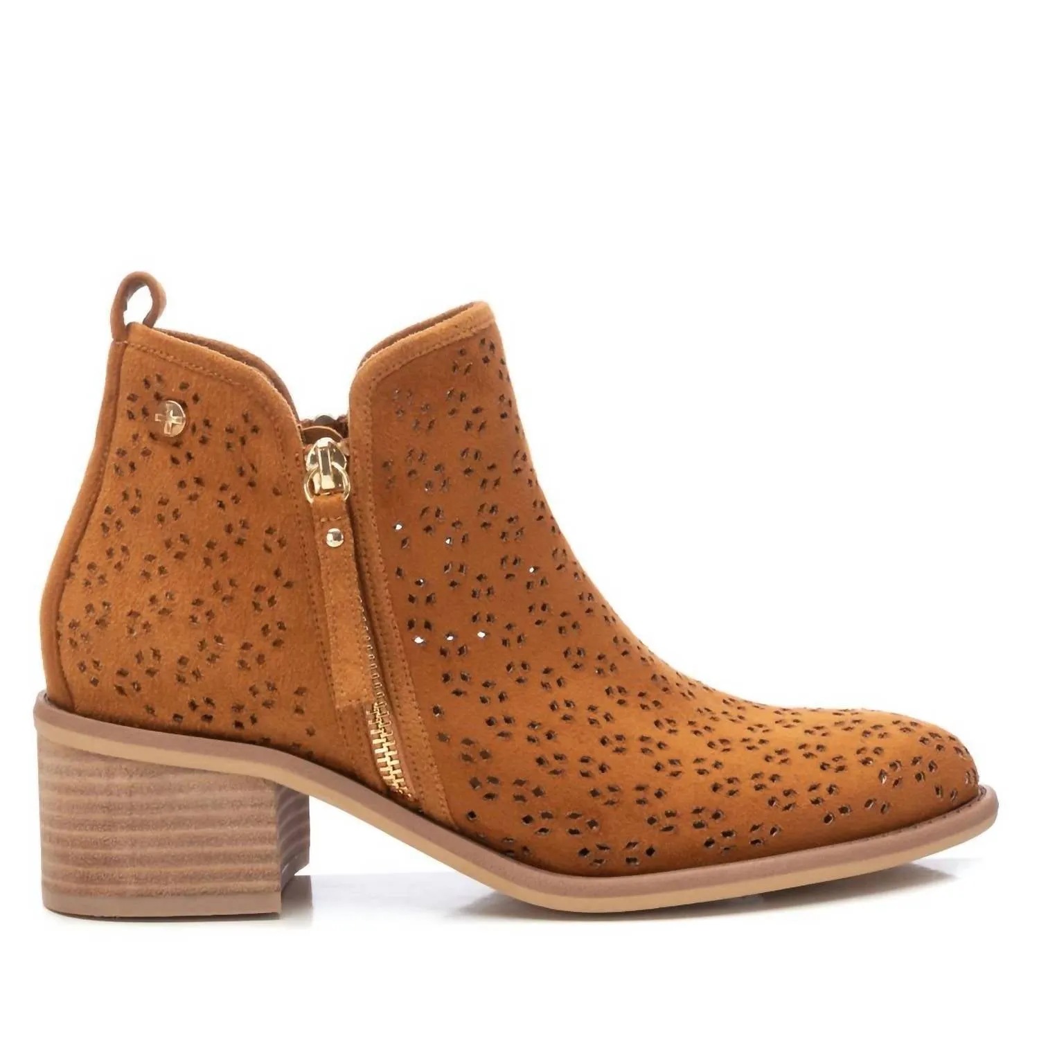 Women's Suede Ankle Booties In Camel