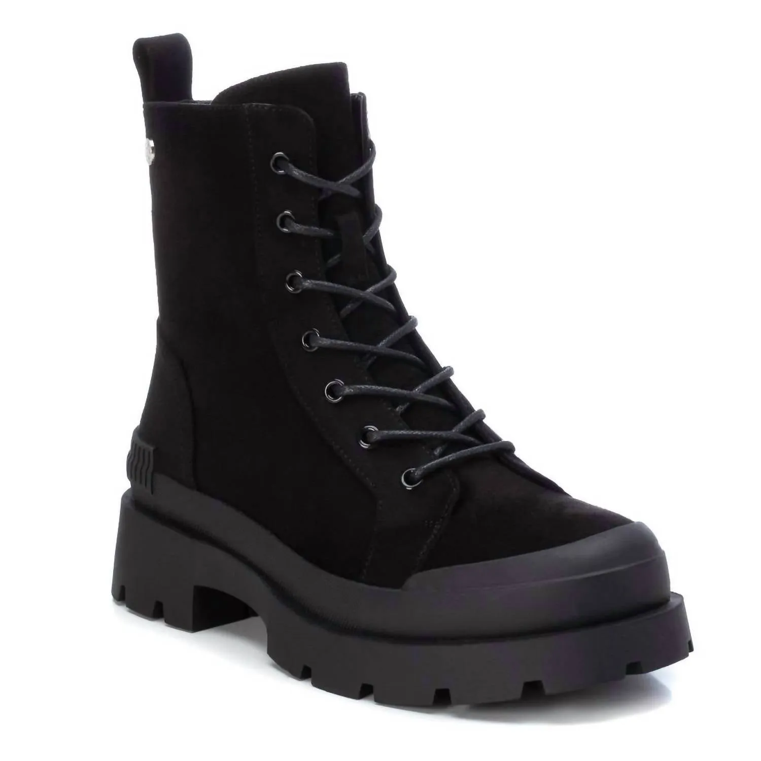 Women's Suede Lace-Up Booties In Black