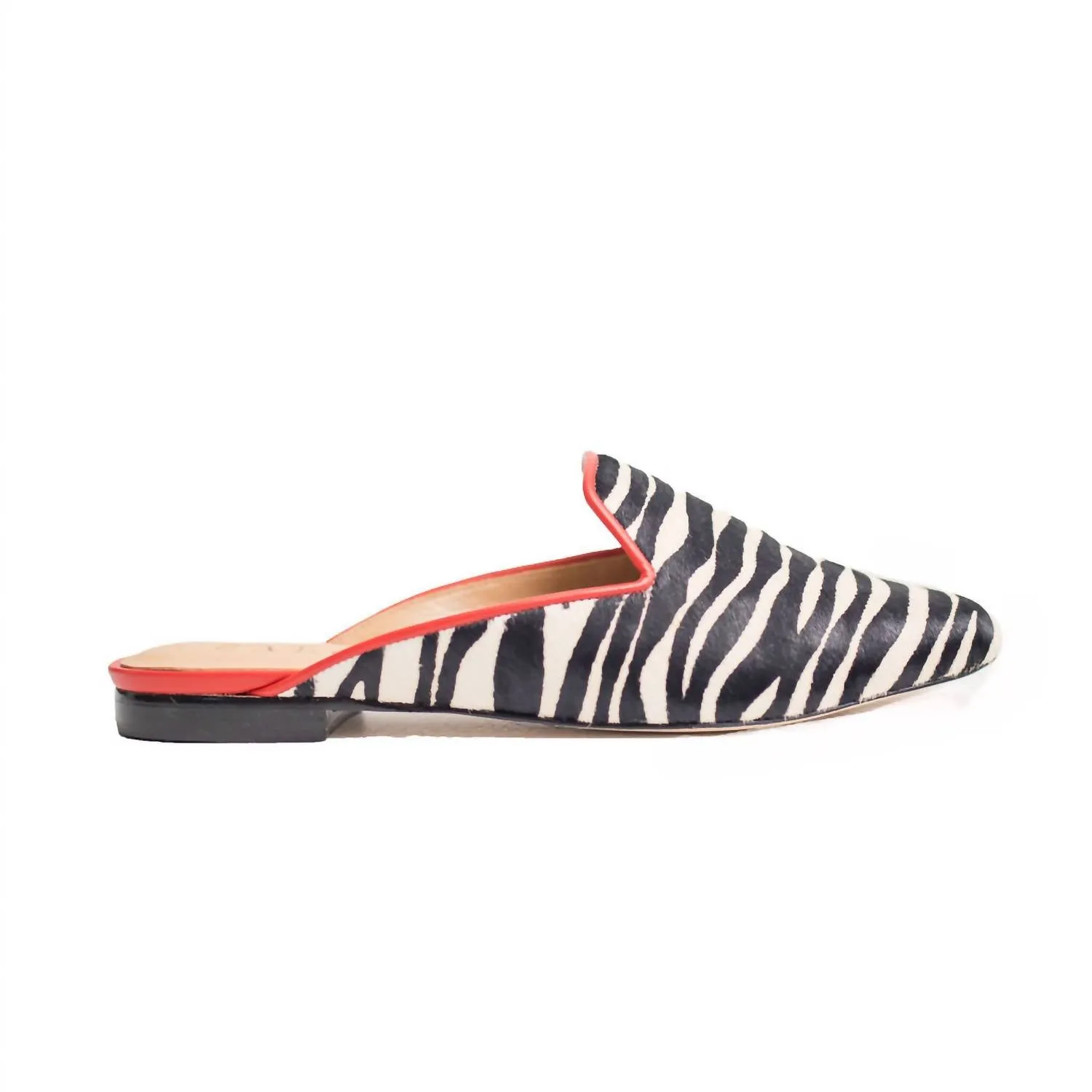 Zahara Calf Hair Mule In Black & White