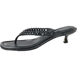 Zaza Womens Braided Faux Leather Kitten Heels