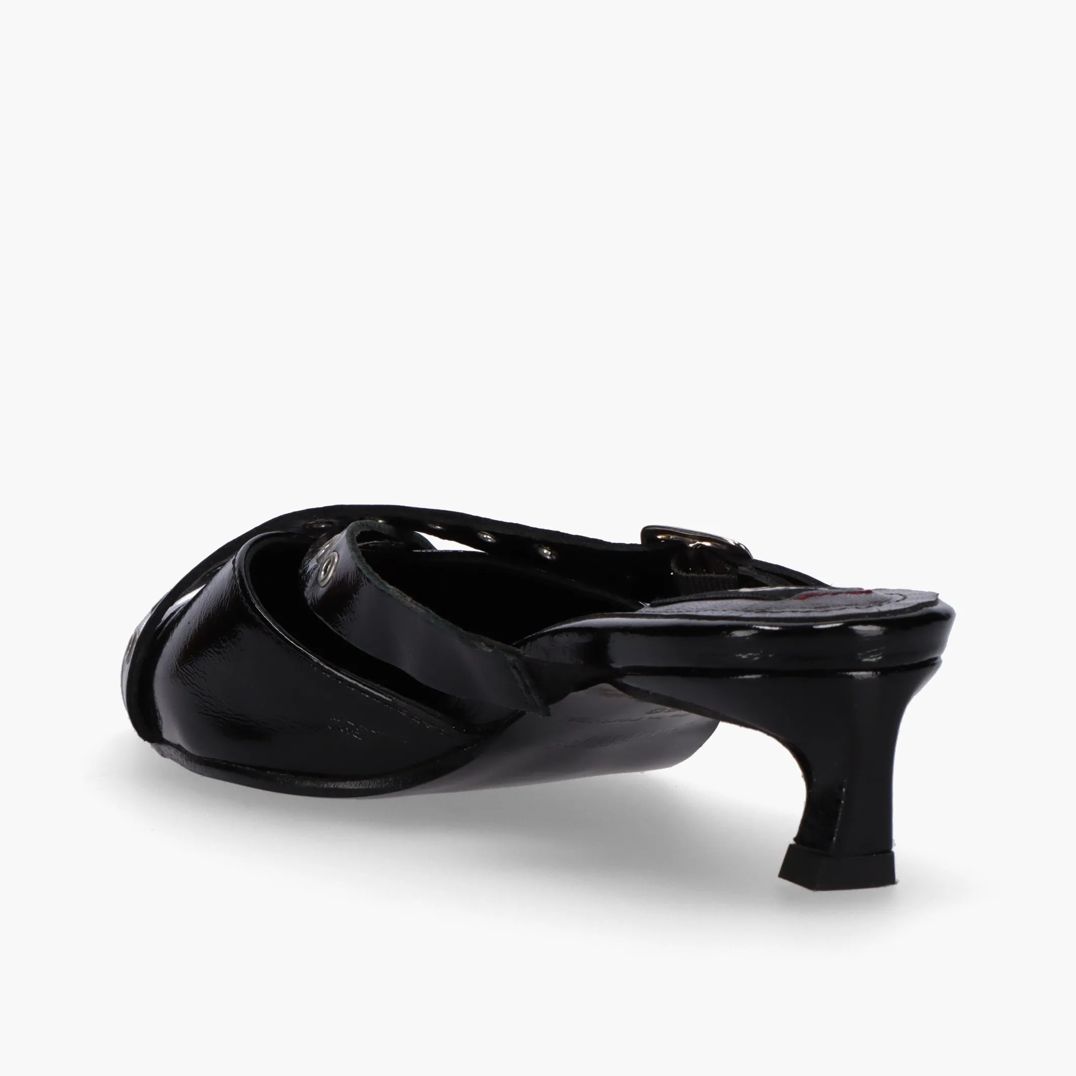 Zyra Onix Black Leather Mules