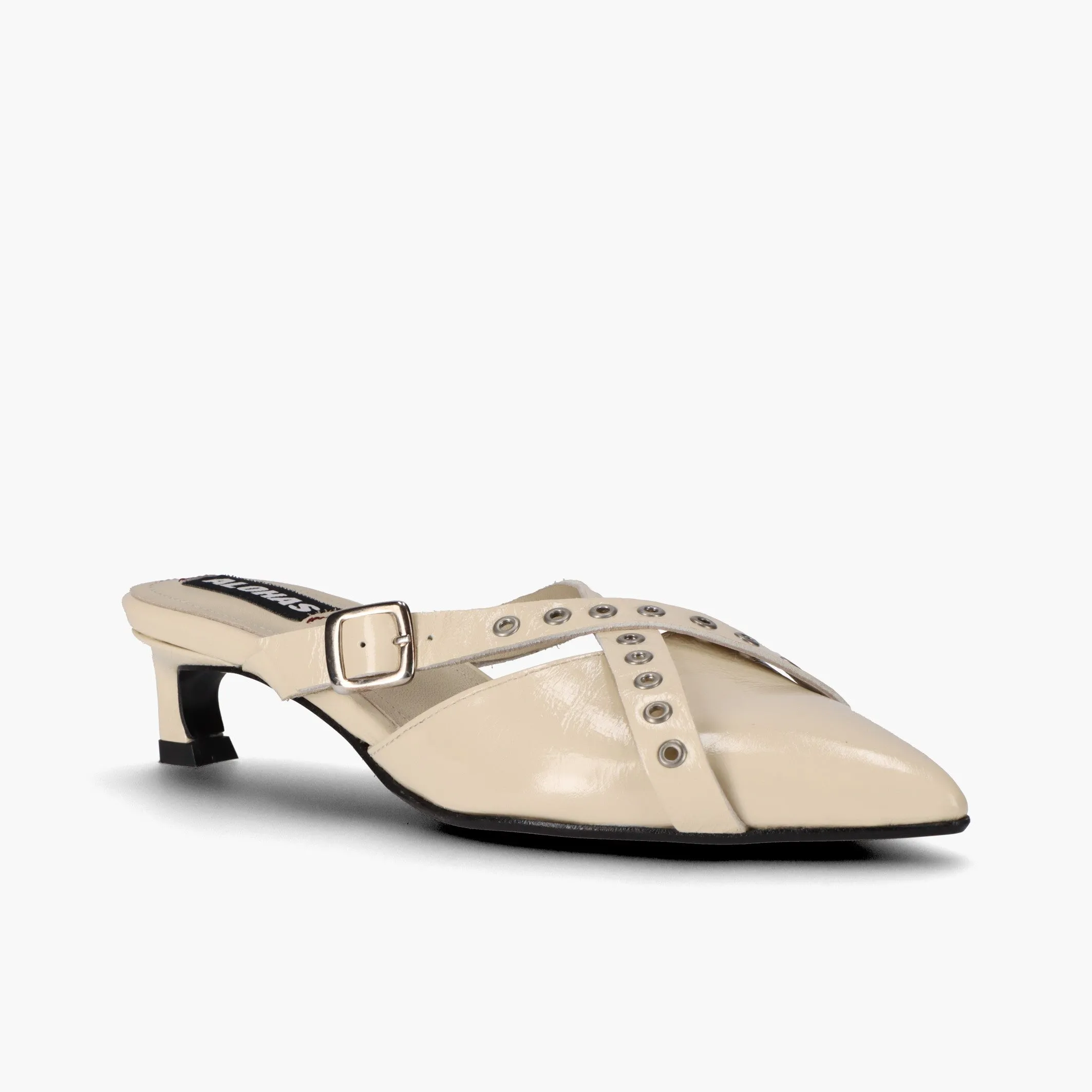 Zyra Onix Cream Leather Mules