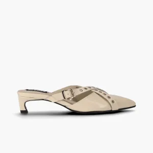 Zyra Onix Cream Leather Mules